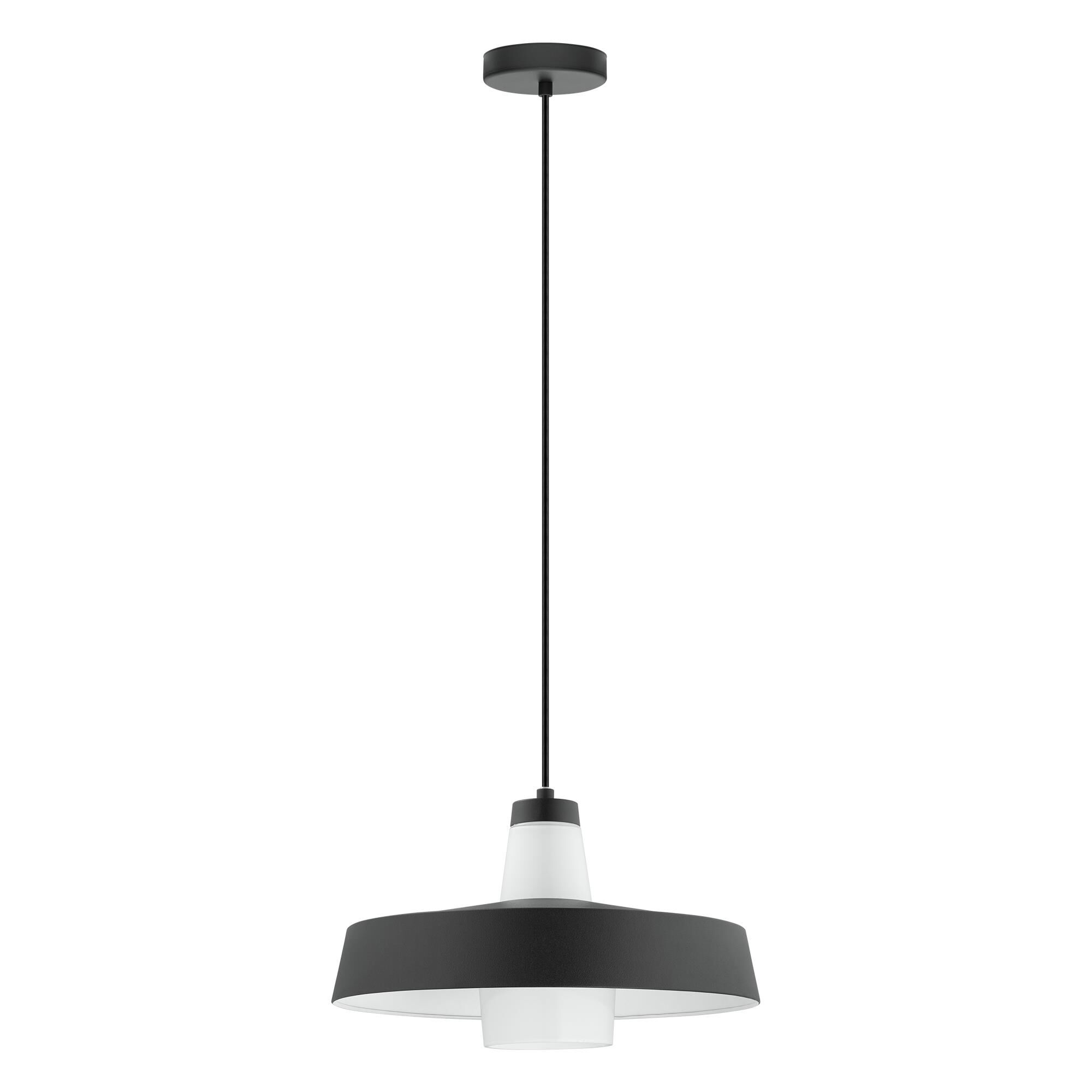 Shown in Black - White finish and White glass and Metal shade and Bowl accent